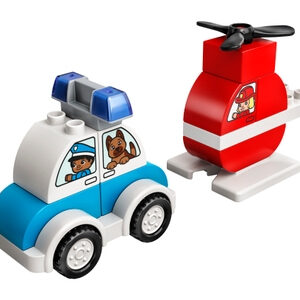 Brandweerhelikopter en politiewagen (10957)